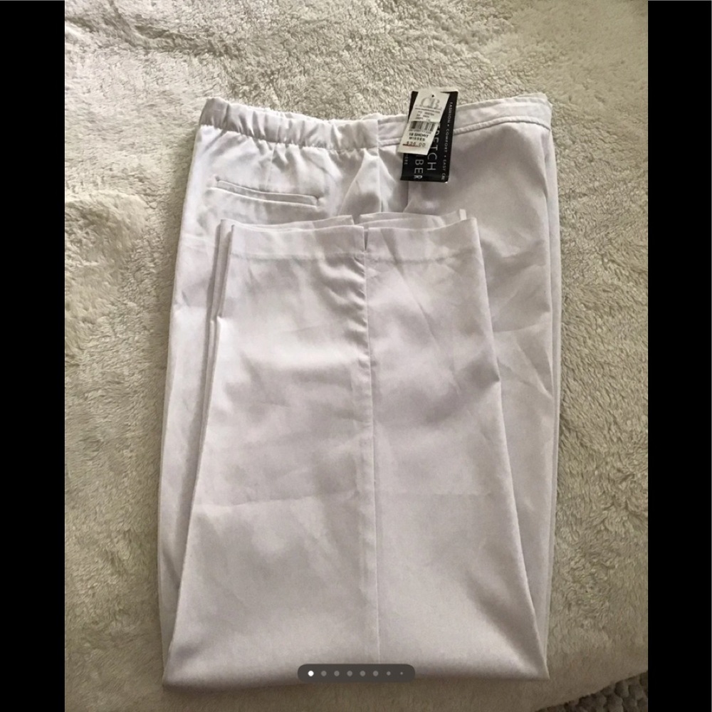 C&B Slacks white plus size 18 Short Misses NWT $36 Stretch microfiber ea…